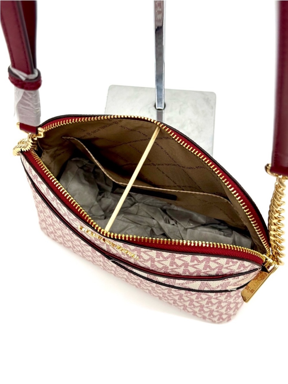 Michael Kors Medium Dome Jet Set Travel Xbody Bag Cherry Multi - Picture 8 of 9